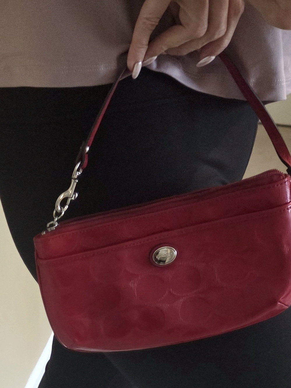 Coach Red Patent Leather Wristlet - Picture 2 of 8